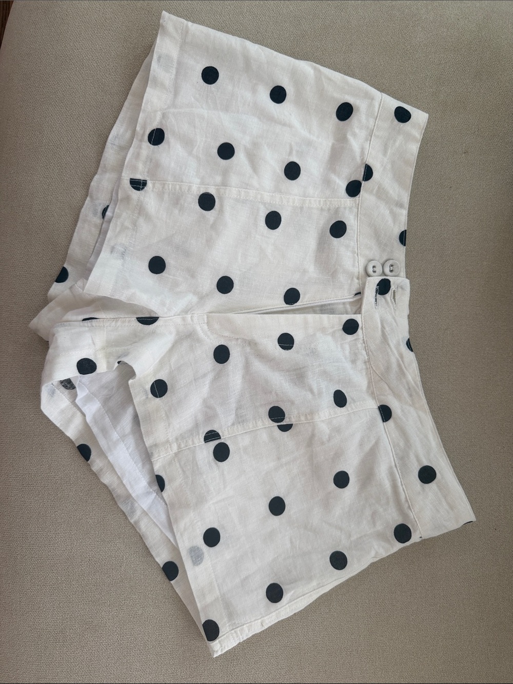 Women’s White Polka Dot Tailored Mini Shorts